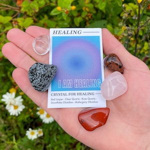 Heilstein Kristall Set // Edelstein Geschenk Set // Gesundes Trommelstein Kit // Kristalle für Wachstum // Attraktive Gesundheit