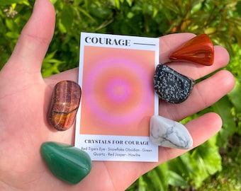 Courage Crystal Set // Mental Strength Gemstone Gift Set, Confidence Tumble Stones // Crystals For Providing Courage And Strength // Gifts