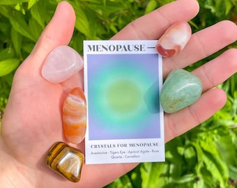 Kristallen set menopauze // Middeleeuwse edelsteencadeauset, menopauze tuimelstenen // Kristallen voor menopauze // Edelsteenset voor vrouwen