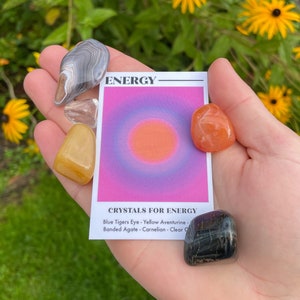 Energy Crystal Set // Energetic Gemstone Gift Set, Lethargy Tumble Stones // Crystals For Staying Awake // Attract Vitality And Passion