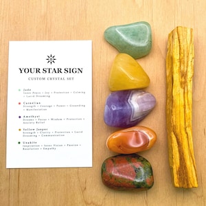 Zodiac Crystal Sets - 12 Star Signs Tumbled Stone Gift - Birthday Gemstones Gift For Her, Astrology Kit - Birth Sign Crystals - 12 Zodiacs