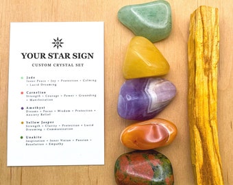 Zodiac Crystal Sets - 12 Star Signs Tumbled Stone Gift - Birthday Gemstones Gift For Her, Astrology Kit - Birth Sign Crystals - 12 Zodiacs
