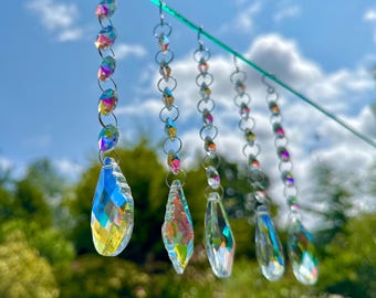 5 Pcs Sun Catchers | Hanging Suncatchers Multi Pack, Five Strands Crystal Glass Prism Window Decor, 16cm Beautiful Wedding Decoration Gift