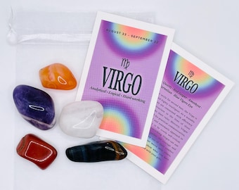 Virgo Crystal Set // Zodiac Sign Tumbled Stones - Astrology Gemstone Set - Star Sign Crystals - Virgo Gifts - Birthstone Virgo Crystals Gift