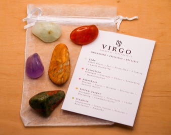 Virgo Crystal Set // Zodiac Tumbled Stones Astrology Set Star Sign Crystal Kit Gemstones For Virgos Gifts September Birthstone Minerals Gems