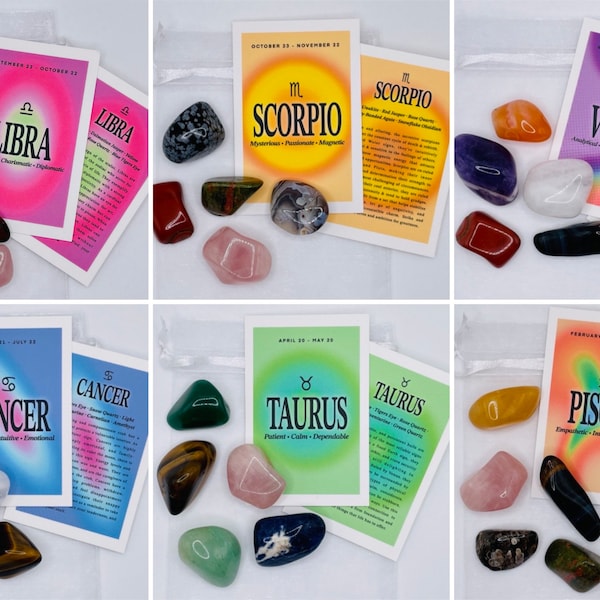 Zodiac Crystal Set - 12 Zodiac Signs Crystal Set - Healing Crystals & Stones - Astrology Gemstone Set - Zodiac Crystals Kit - Zodiac Bundles