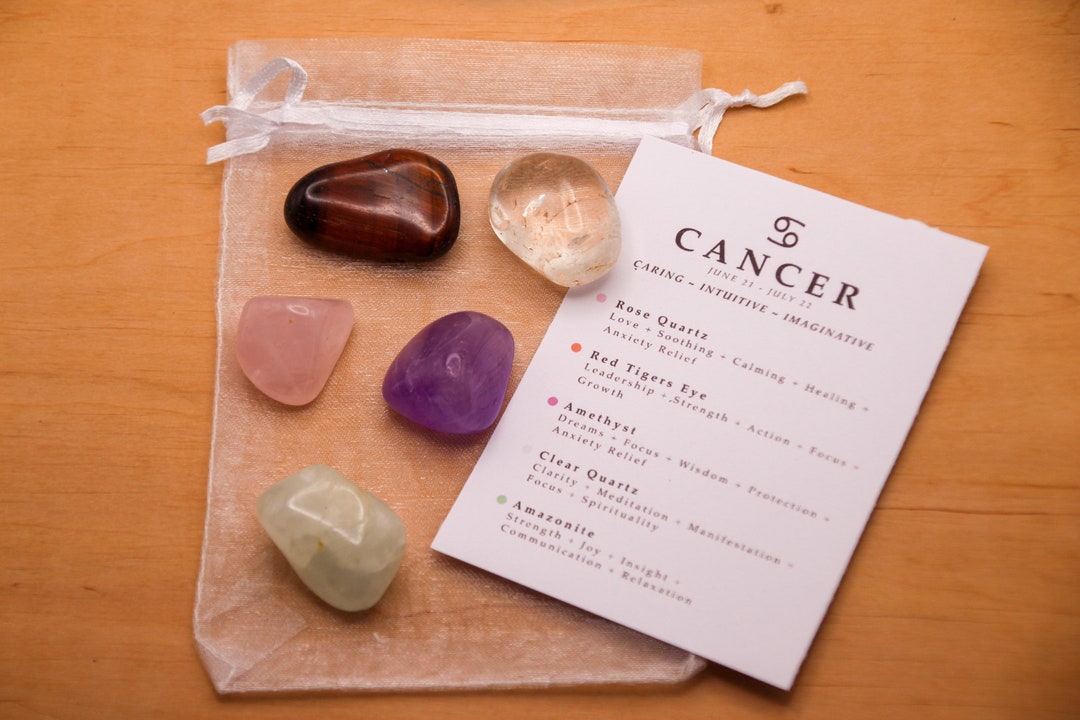 Cancer Crystal Set // Zodiac Tumbled Stones Astrology Set Star Sign