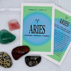 Aries Crystal Set // Zodiac Sign Tumbled Stones - Astrology Gemstone Set - Star Sign Crystals - Aries Gifts - Birthstone Aries Crystals Gift