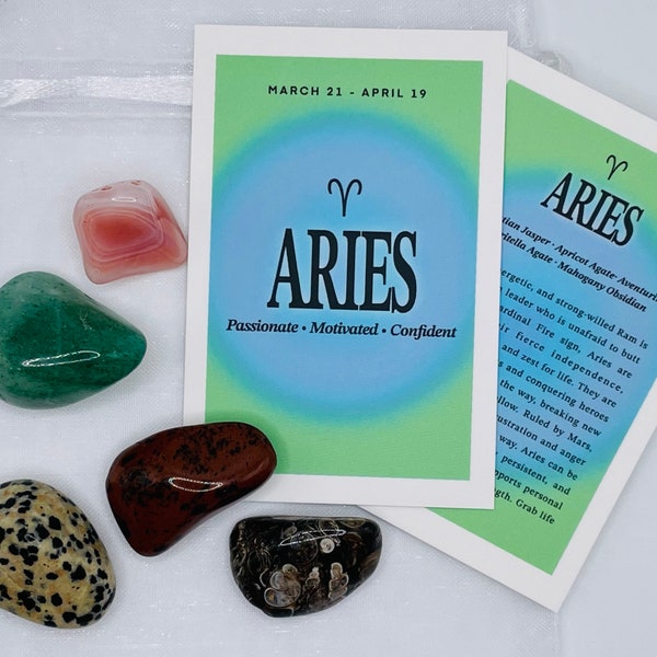 Aries Crystal Set // Zodiac Sign Tumbled Stones - Astrology Gemstone Set - Star Sign Crystals - Aries Gifts - Birthstone Aries Crystals Gift