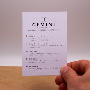 Gemini Crystal Set // Zodiac Tumbled Stones Astrology Set Star Sign Crystal Kit Gemstones For Gemini Gifts June Birthstone Minerals Gems image 4