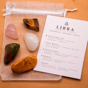 Libra Crystal Set // Zodiac Tumbled Stones Astrology Set Star Sign Crystal Kit Gemstones For Libra Gifts October Birthstone Minerals Gems