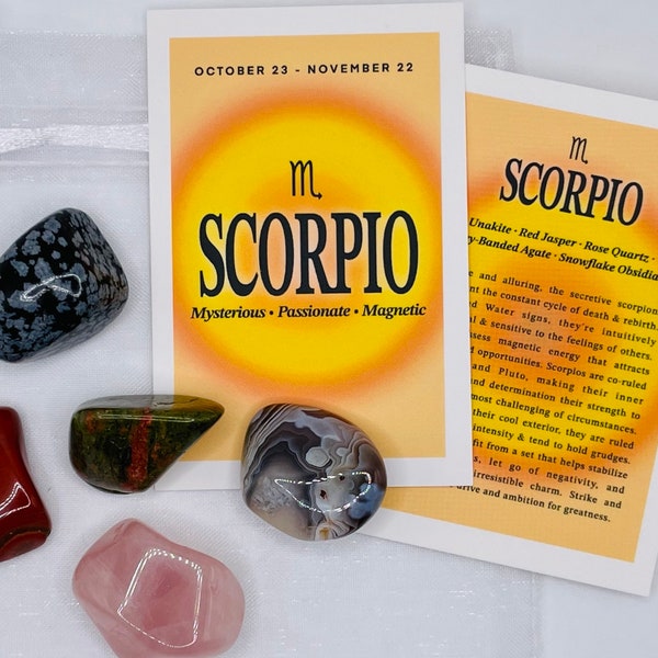 Scorpio Crystal Set // Zodiac Sign Tumbled Stones - Astrology Gemstone Set - Star Sign - Scorpio Gifts - Birthstone Scorpio Crystals Gift