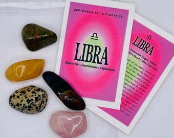 Libra Crystal Set // Zodiac Sign Tumbled Stones - Astrology Gemstone Set - Star Sign Crystals - Libra Gifts - Birthstone Libra Crystals Gift
