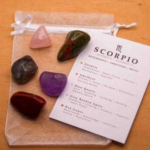 Scorpio Crystal Set // Zodiac Tumbled Stones Astrology Set Star Sign Crystal Kit Gemstones For Scorpios Gifts November Birthstone Minerals