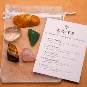 Aries Crystal Set // Zodiac Tumbled Stones Astrology Set Star Sign Crystal Kit Gemstones For Aries Gifts April Birthstone Minerals Gems
