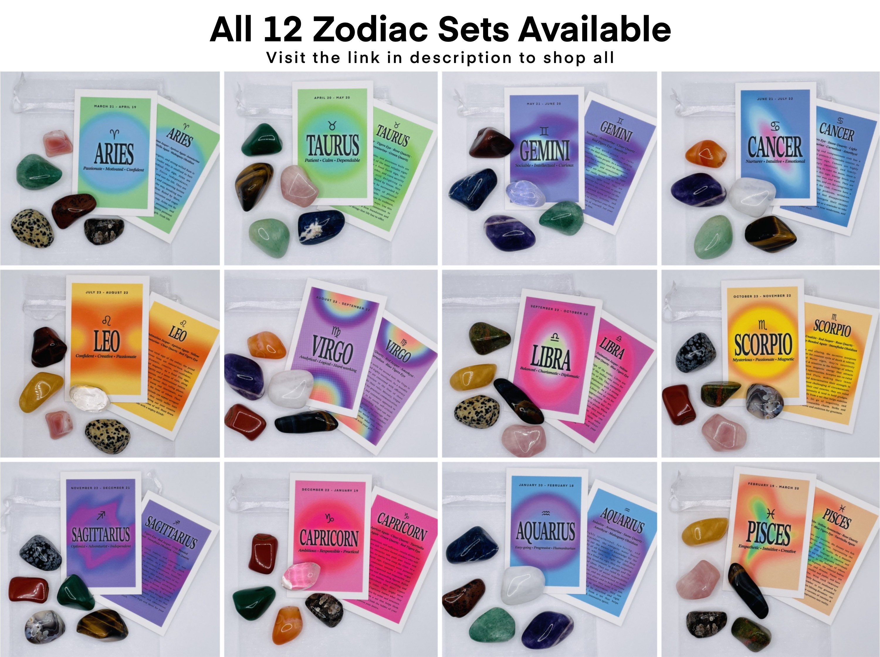 Virgo Crystal Set // Zodiac Sign Tumbled Stones - Astrology Gemstone ...