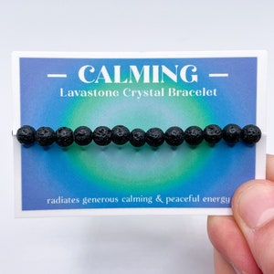 Lavastone Crystal Bracelet | Calming Healing Jewellery | Round Beads, Stretchy Gemstone Bracelet For Women And Men | Spiritual Gifts