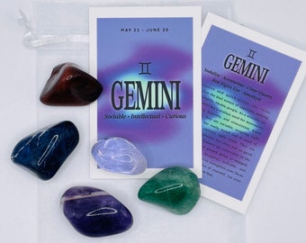 Gemini Crystal Set // Gemini Gifts - Horoscope Gemini Crystals - Zodiac Sign Tumbled Stones - Astrology Gemstone Set - Star Sign Crystals