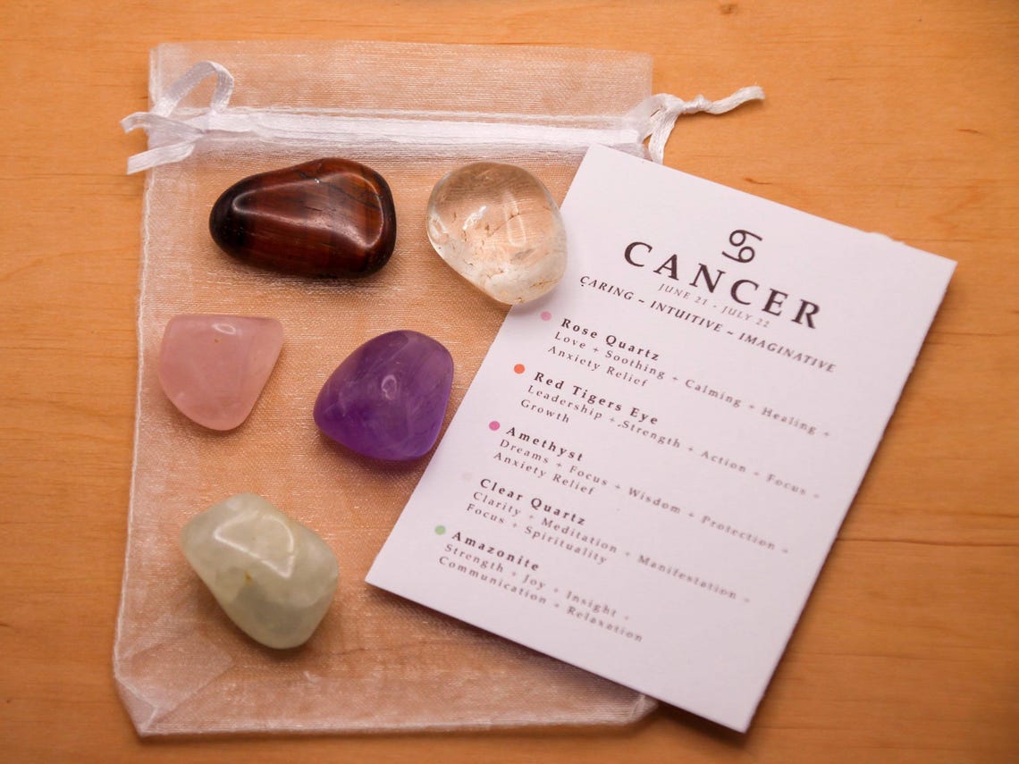 Cancer Crystal Set // Zodiac Tumbled Stones Astrology Set Star Sign ...