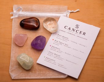 Conjunto de Cristais de Câncer // Conjunto de Pedras Roladas do Zodíaco Conjunto de Astrologia Kit de Cristais do Signo do Zodíaco Gemas para Presentes de Câncer Minerais de Pedras de Nascimento de Julho Gemas