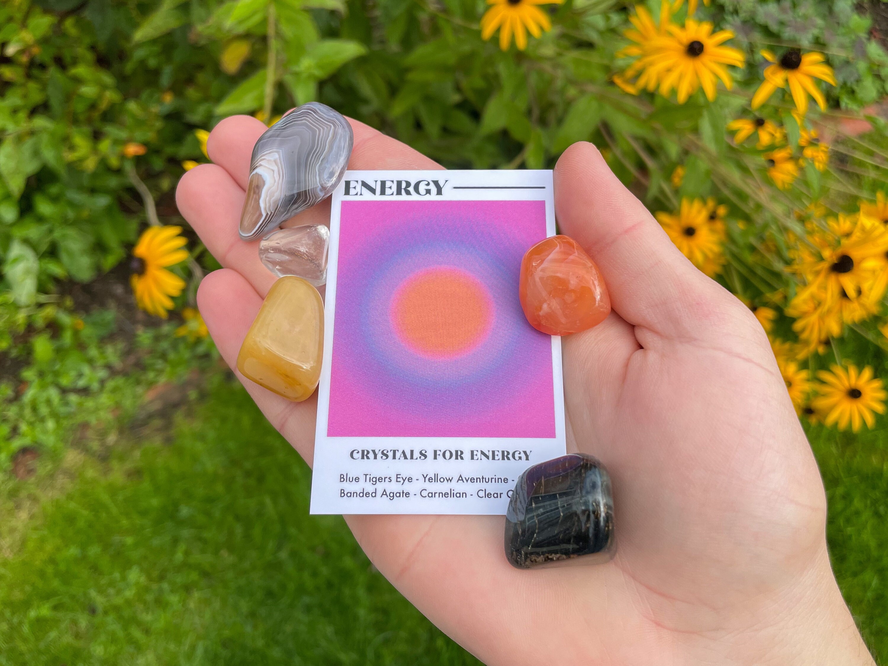Energy Crystal Set // Energetic Gemstone Gift Set, Lethargy Tumble Stones // Crystals For Staying Awake // Attract Vitality And Passion