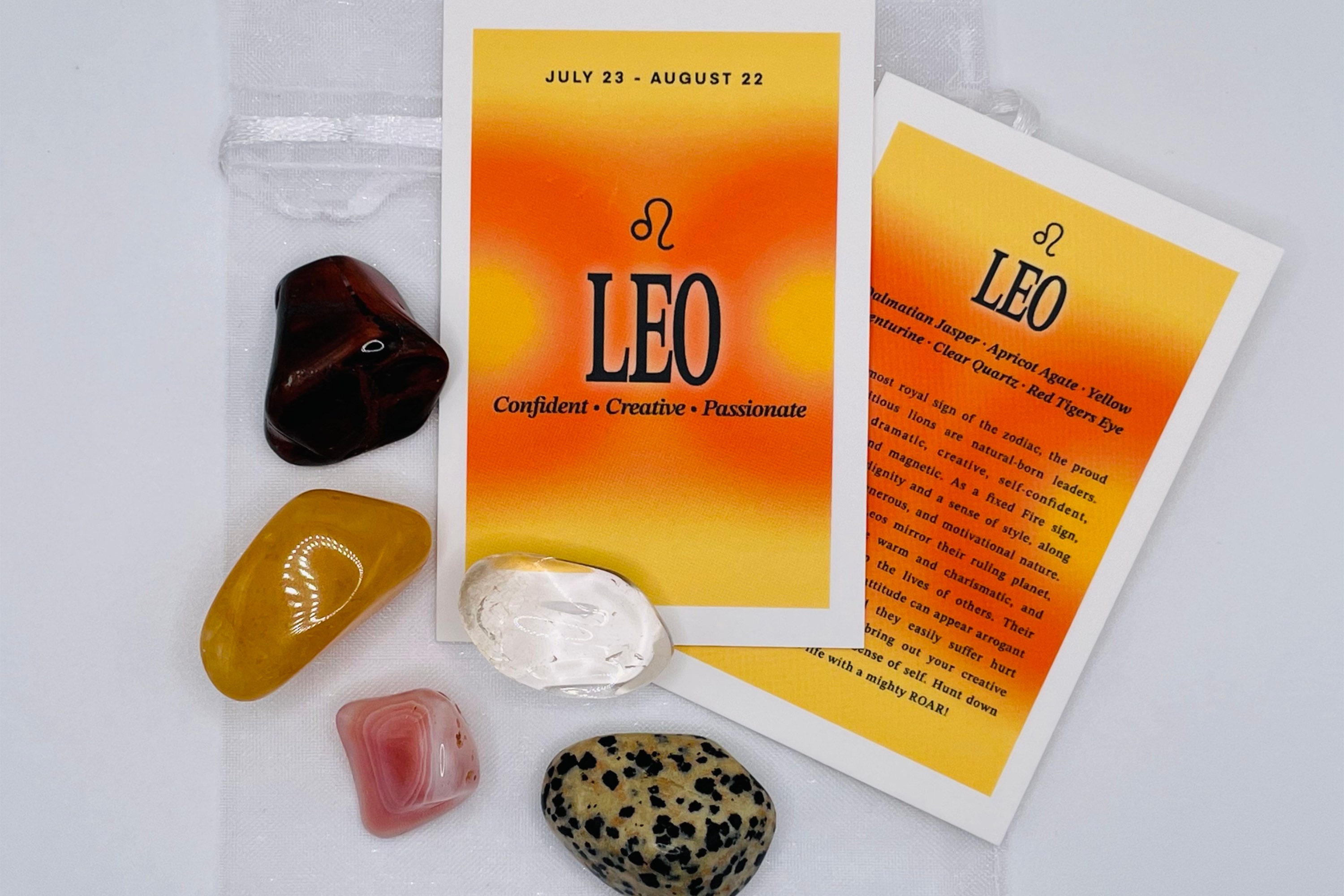 Leo Crystal Set // Zodiac Sign Tumbled Stones - Astrology Gemstone Set - Star Sign Crystals - Leo Gifts - Birthstone Leo Crystals Gift