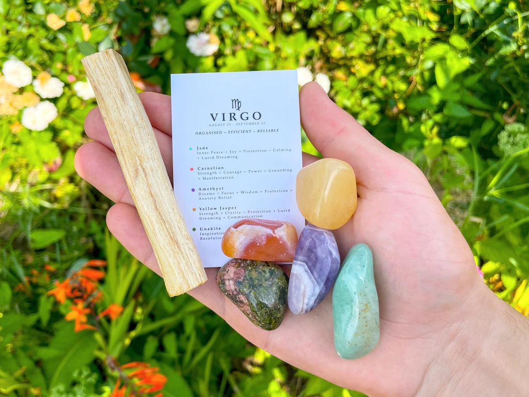 Virgo Crystal Set // With Palo Santo, Zodiac Sign Astrology Gemstones ...