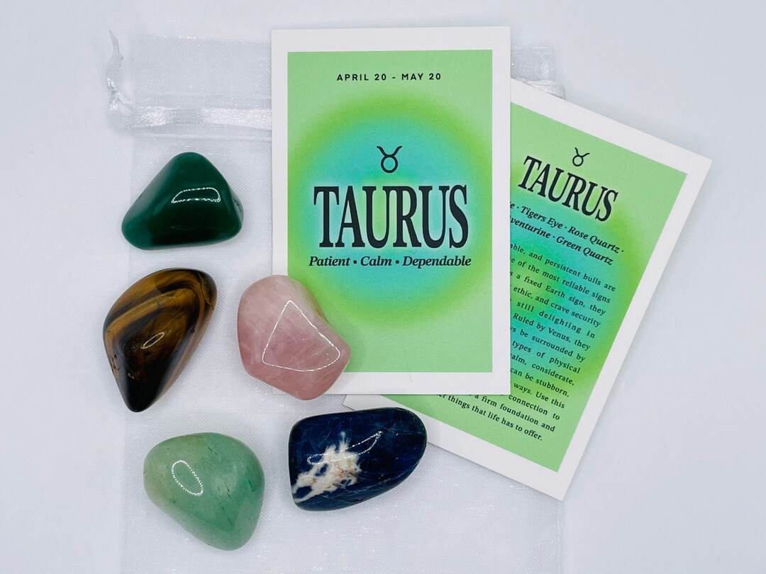 Taurus Crystal Set // Zodiac Sign Tumbled Stones Astrology Gemstone Set