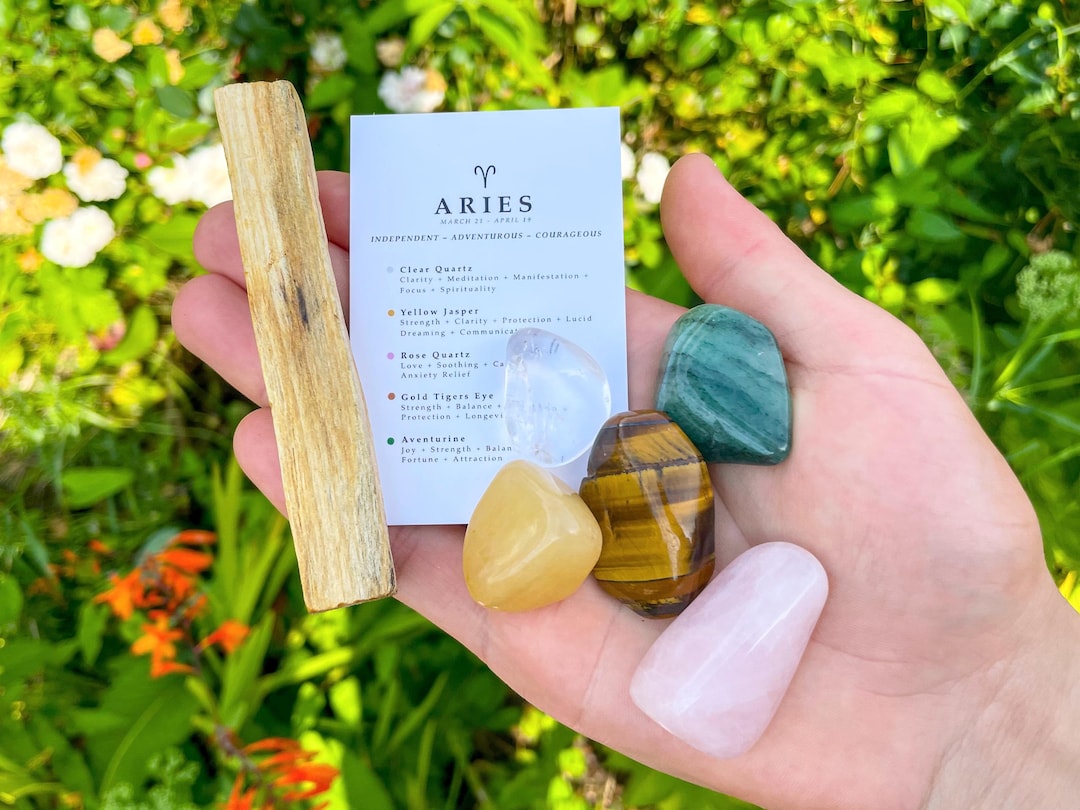 Aries Crystal Set // With Palo Santo, Zodiac Sign Astrology Gemstones ...