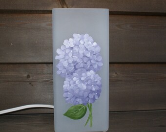 Hydrangea Purple; Hand painted; Soft white light