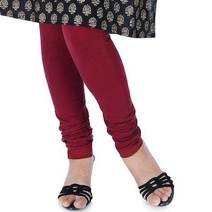 BLACK Indian Chudidar stretchy gathering type cotton leggings | Bollywood leggings | solid Color leggings | chudi
