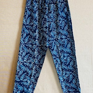 Luxury Cotton lounge Pants for women / Indigo pants /Straight leg pants with pockets / Work from home pants / Pajama pants/ Paiselys Indigo