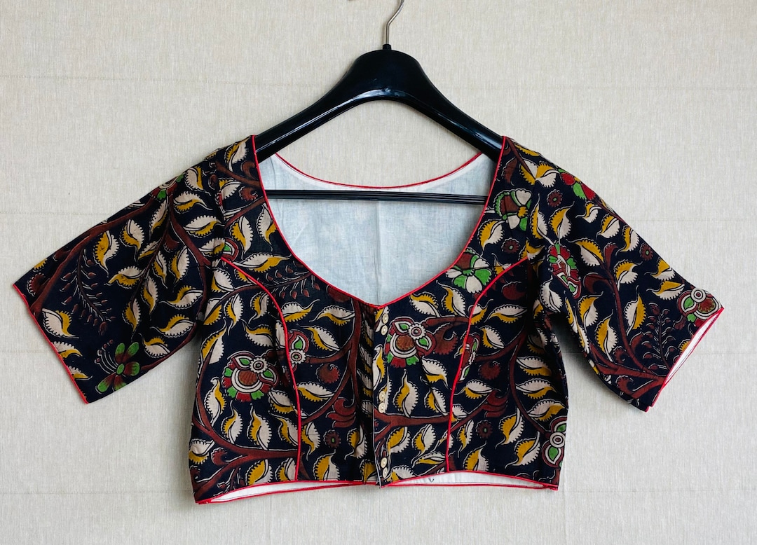 Grey - Kalamkari Printed Cotton Stitched Blouse