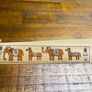 Brown Elephants - Ambari | Recycled Palm leaf Long Bookmarks | Pattachitra Handmade Eco Printed duo DIY | Affirmation Reminders