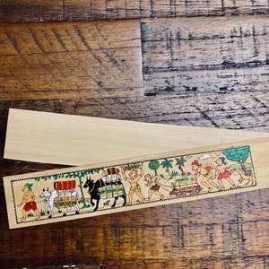 Recycled Palm leaf Long Bookmarks | Tribal Life | Pattachitra Handmade Palm Leaf Eco Printed duo DIY | Affirmation Reminders
