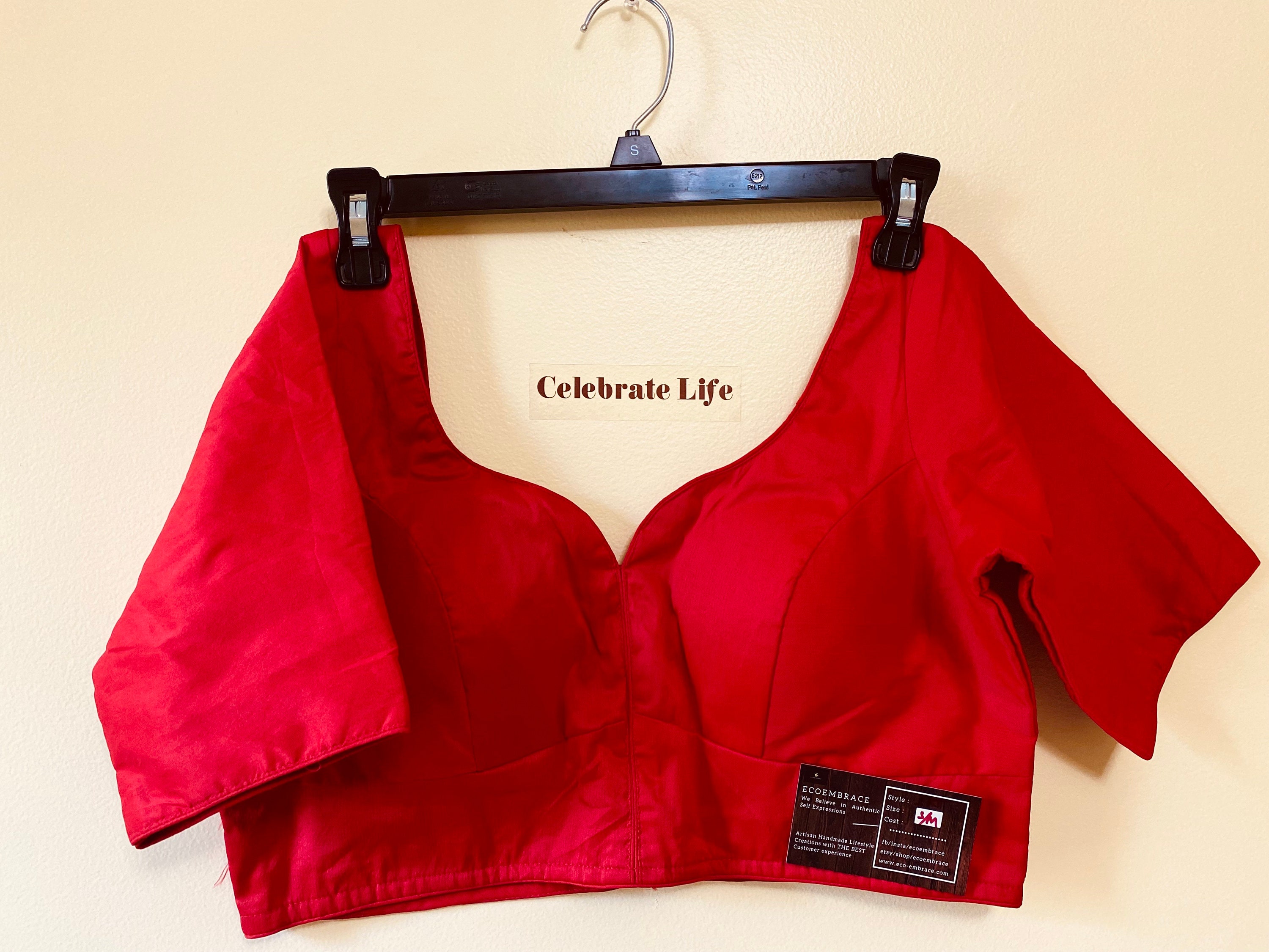 Ravishing Red Plain Silk Elbow Blouses/bridesmaids Designer