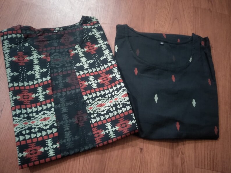 Indian Kurtis Girl/'s Women\u2019s Tunics with jacket Jacket Shell tunics Trendy Tunics Short Kurtis Ikat Tops Cotton Tunics
