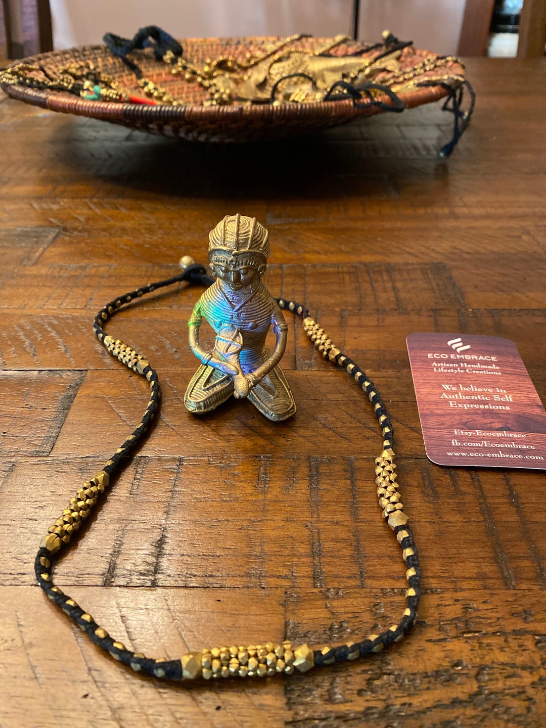 Evil Eyes-III' Handcrafted Tribal Dhokra Necklace