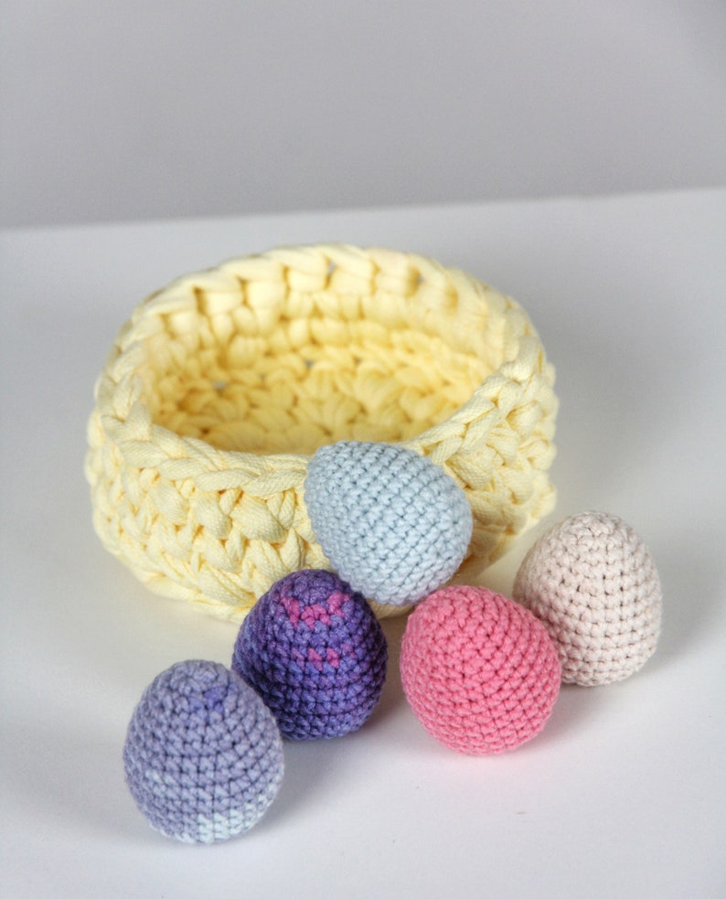Easter gift small crochet basket Easter basket kids Easter eggs Amigurumi eggs egg hunt basket Easter hunt basket spring decor