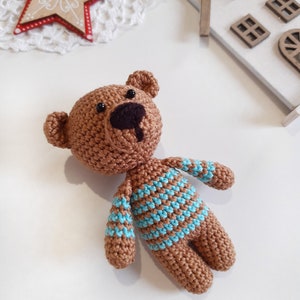 Newborn knit toy, parents congrats gift, teddy bear photo prop, plus toy bear, knitted baby toys