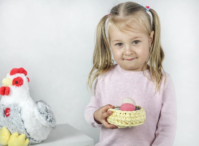 Easter gift small crochet basket Easter basket kids Easter eggs Amigurumi eggs egg hunt basket Easter hunt basket spring decor