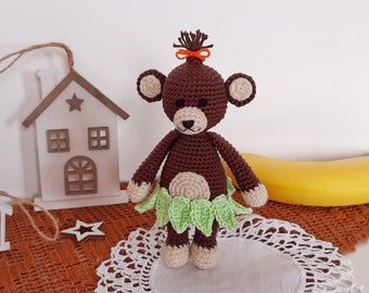 Handmade monkey, crochet monkey, monkey toy, handmade gift, monkey, children's gift, zoo animal safari, amigurumi monkey, home decor