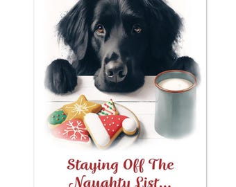 Flat Coated Retriever Christmas Card - Holiday Dog Greeting Cards 5x7 - Pack of 10