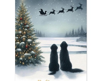 Tarjeta navideña de Flat Coated Retriever - Tarjetas de felicitación navideñas para perros (5x7) - Paquete de 10