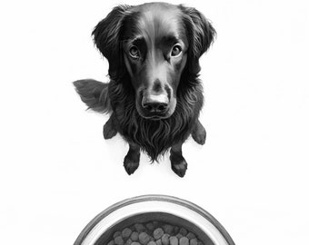 Giclée Print of "Meal Time III" Flat Coated Retriever Wall Art