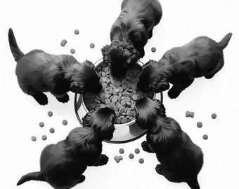 Giclée Print of "Meal Time I" Flat Coated Retriever Wall Art
