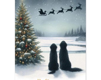 Copy of Flat Coated Retriever Christmas Card - Holiday Dog Greeting Cards 5x7 - Pack of 10