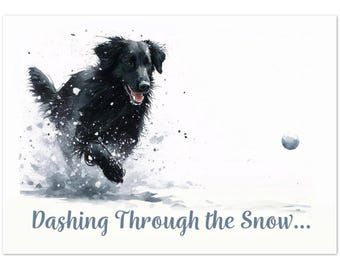 Flat Coated Retriever Christmas Card - Holiday Dog Greeting Cards 5x7