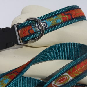 Custom Made Abstract Teal Eclipse®Combination Collar,  Flea and Tick Combination Collar