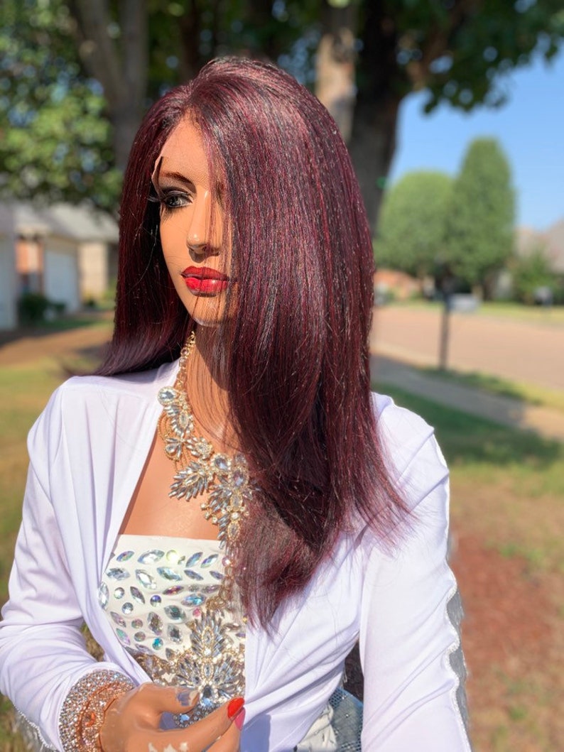Red Hair Full Lace Wig Volume Straight Hair 919 11 Etsy